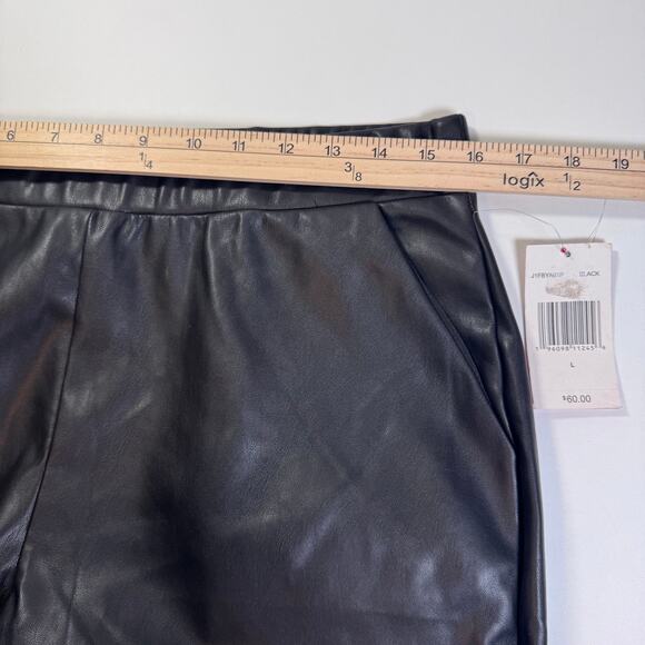 NWT Juicy Couture Faux Leather Black Joggers Elastic Waist Large Sporty Casual - Picture 6 of 12